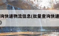 批量查询快递物流信息(批量查询快递物流信息软件)