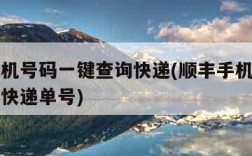 顺丰手机号码一键查询快递(顺丰手机号码一键查询快递单号)