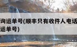 怎么查询运单号(顺丰只有收件人电话号码怎么查询运单号)